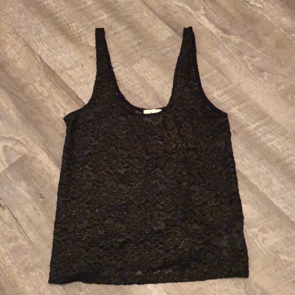 NWOT Black/Gold Lace Top